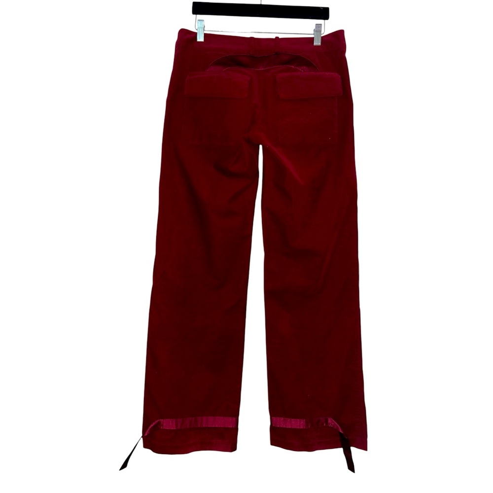 Bebe Red Velvet Pants with Satin Accents - Picture 2 of 8